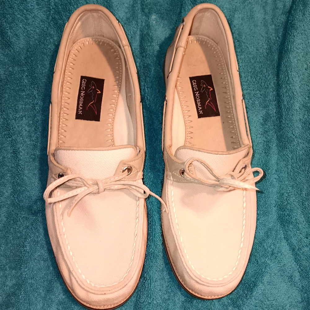 Greg Norman Collection Off White Golf Shoes Mens Sz 8.5 Soft Spikes